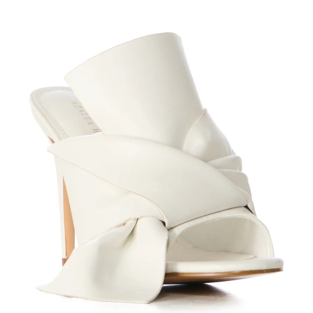 AZALEA WANG White Vegan Leather Mule Sandals - Picture 4 of 4